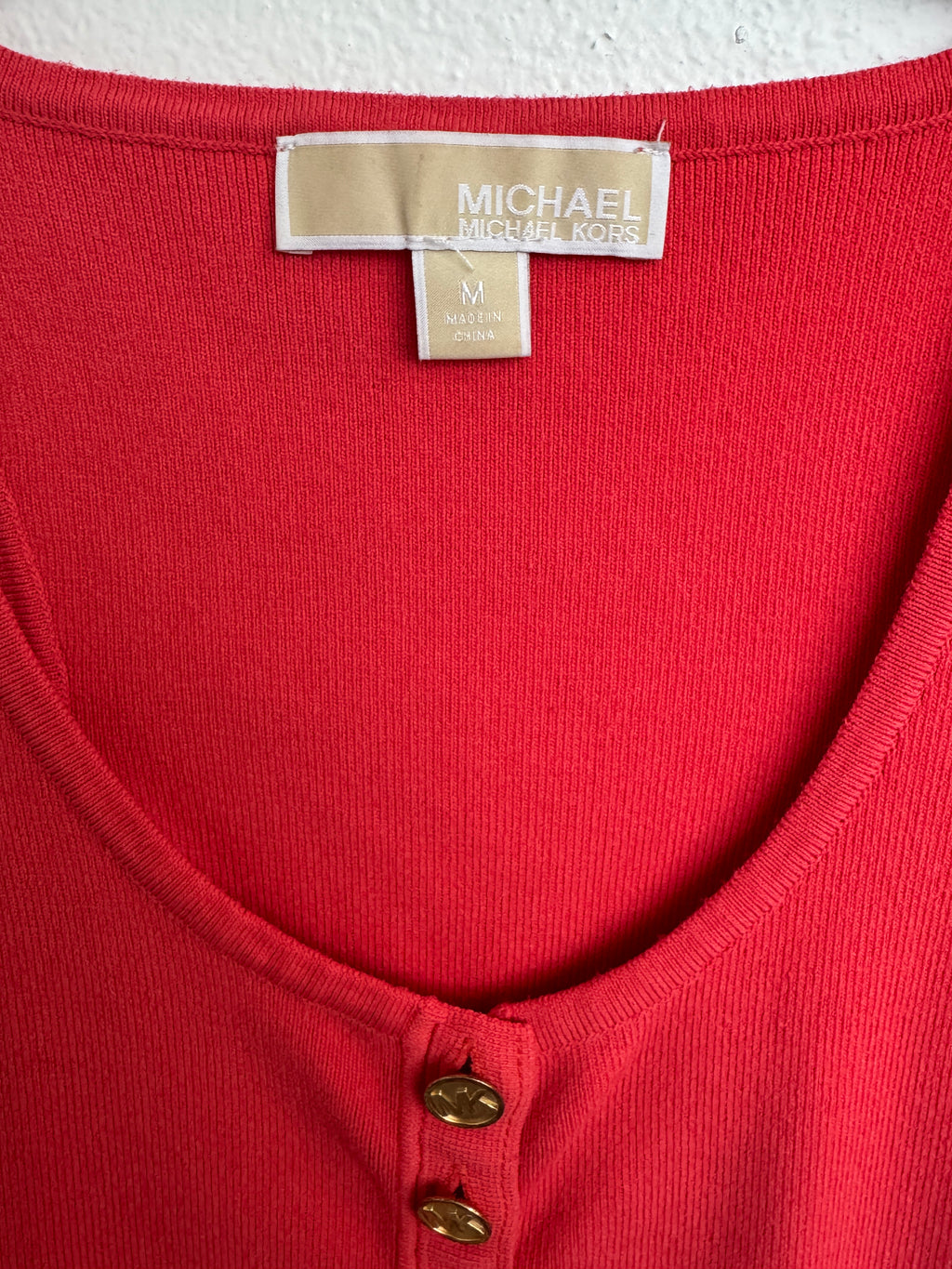 Gold Buttons Fitted Top by Michael Kors (Size M)