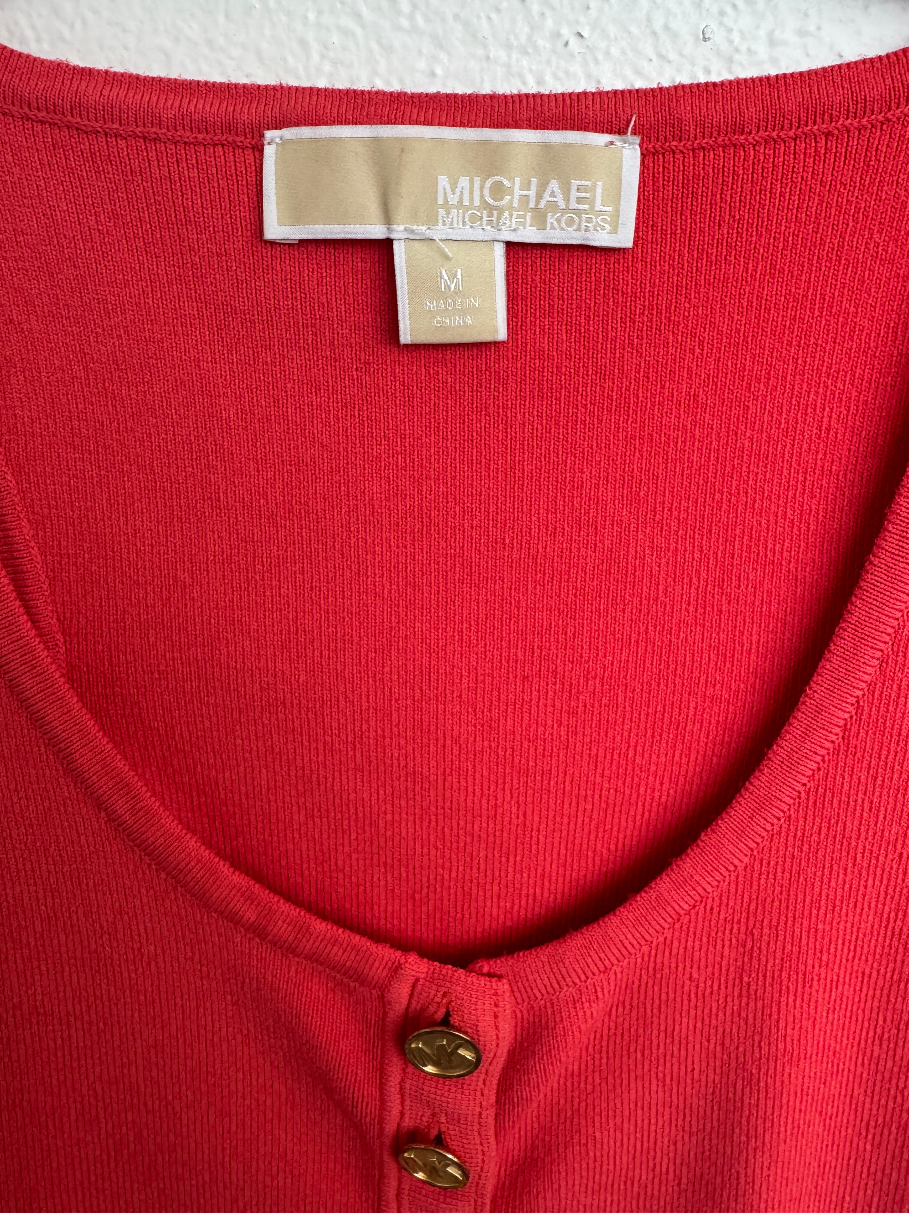 Gold Buttons Fitted Top by Michael Kors (Size M)