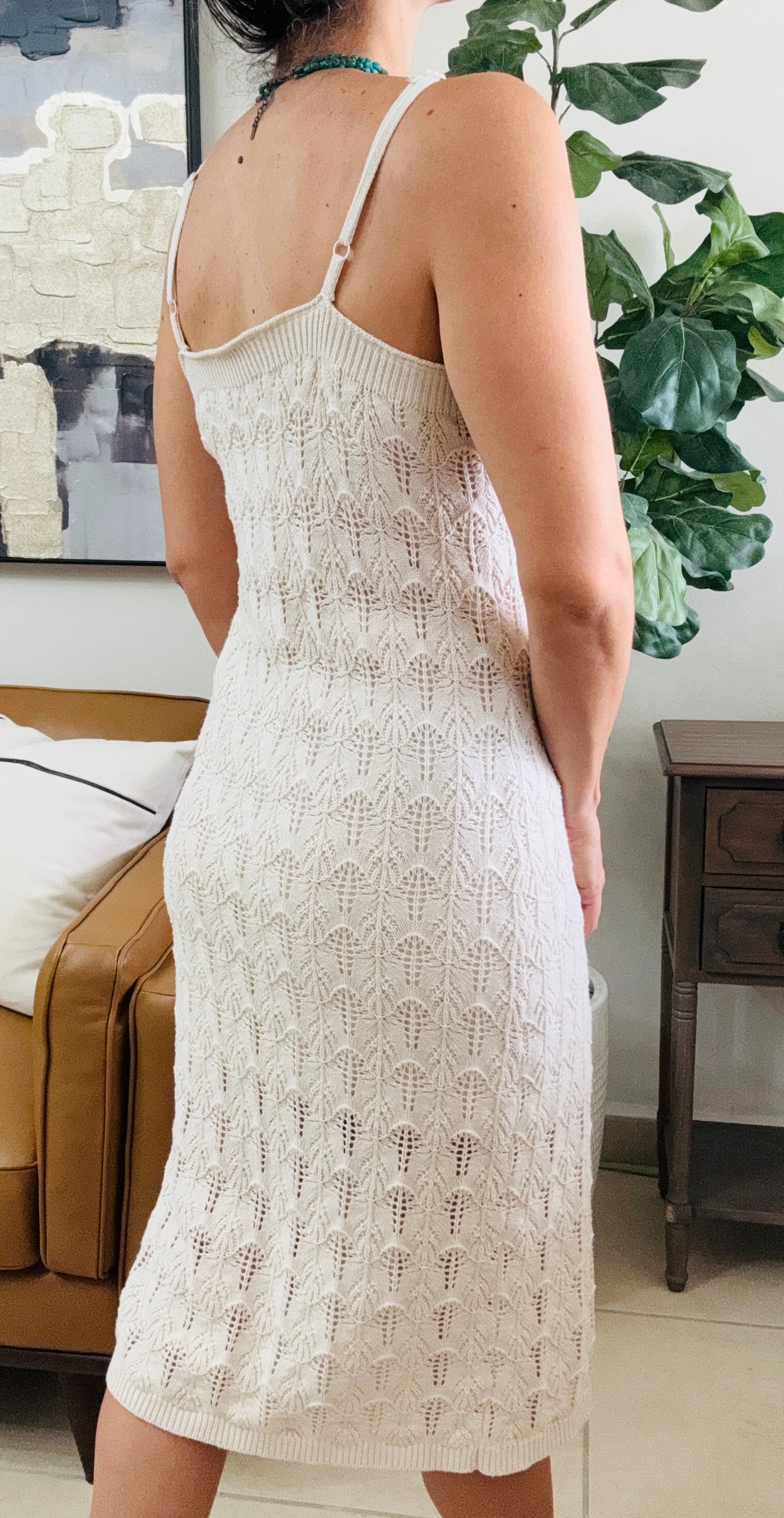 Knit Crochet Midi Dress (Size M/L)