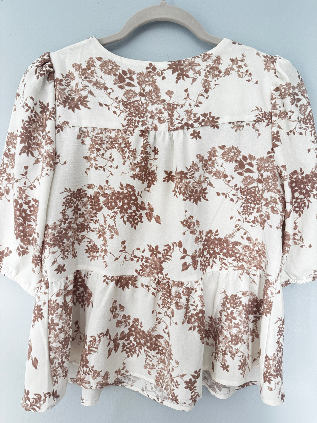 Peplum Floral Front Tie Blouse (Size M)