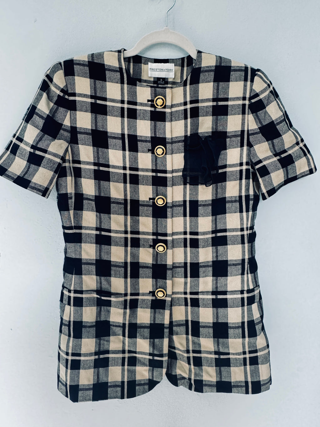 Plaid 90's Vintage Long Blazer (Size S)
