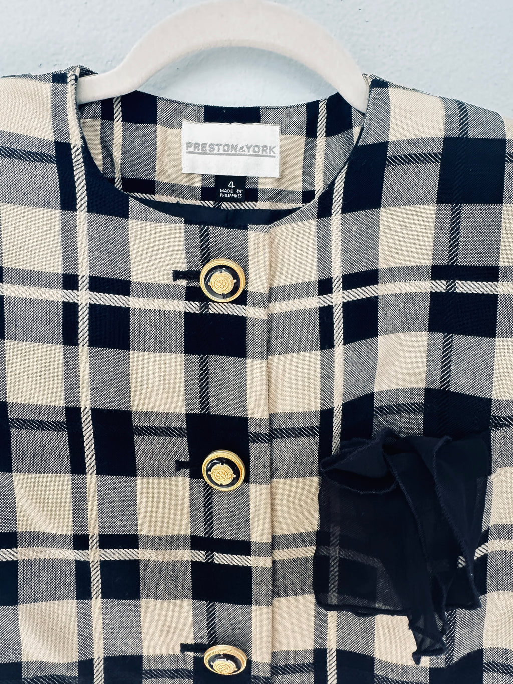 Plaid 90's Vintage Long Blazer (Size S)