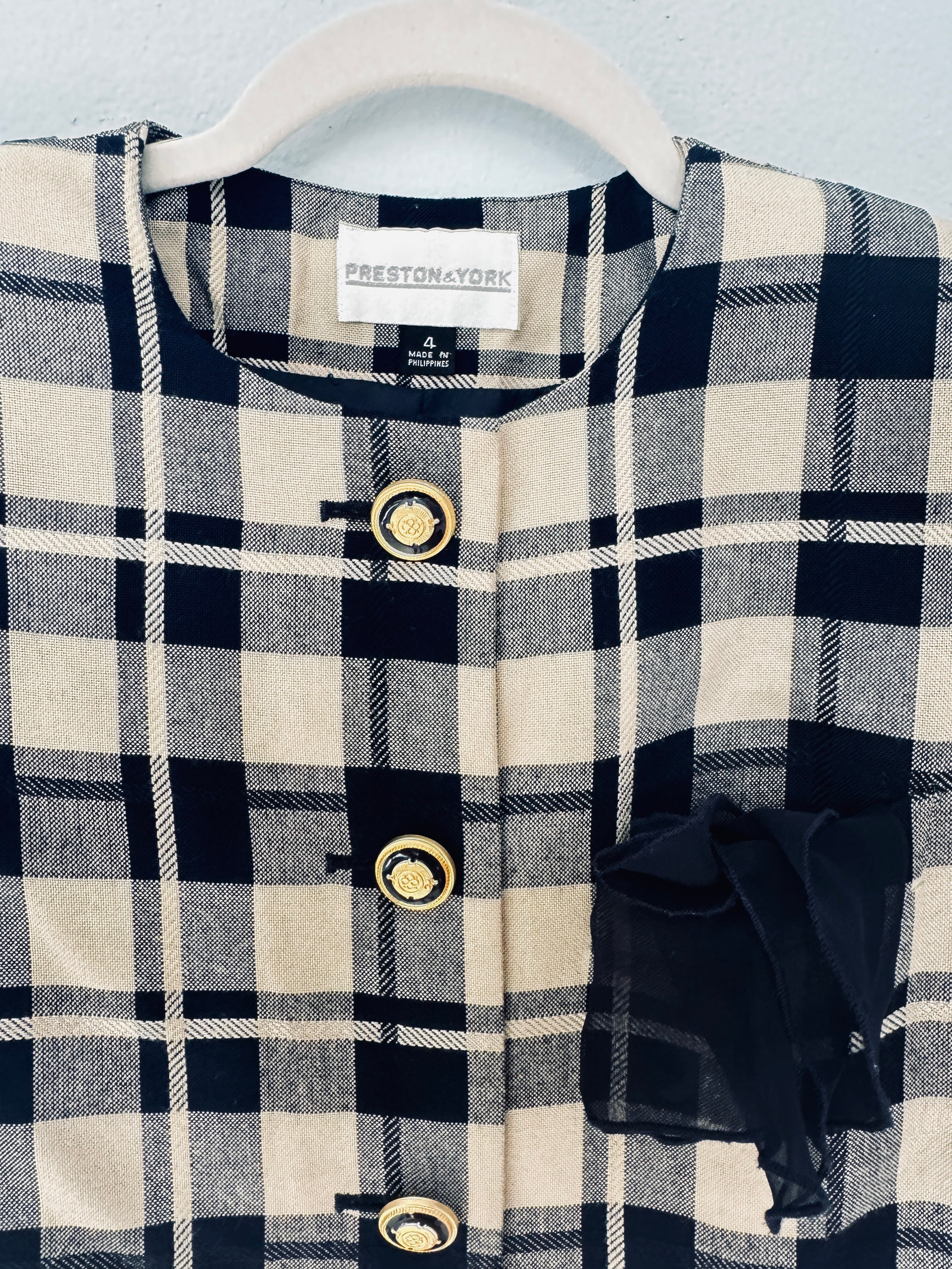 Plaid 90's Vintage Long Blazer (Size S)