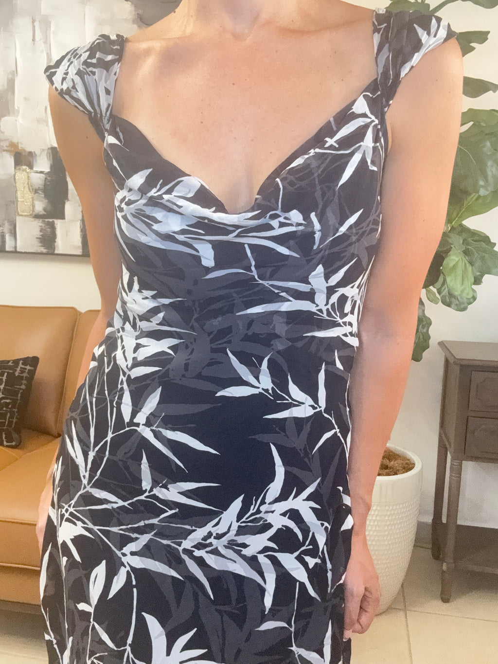 100% Silk Midi Tropical Dress (Size M)