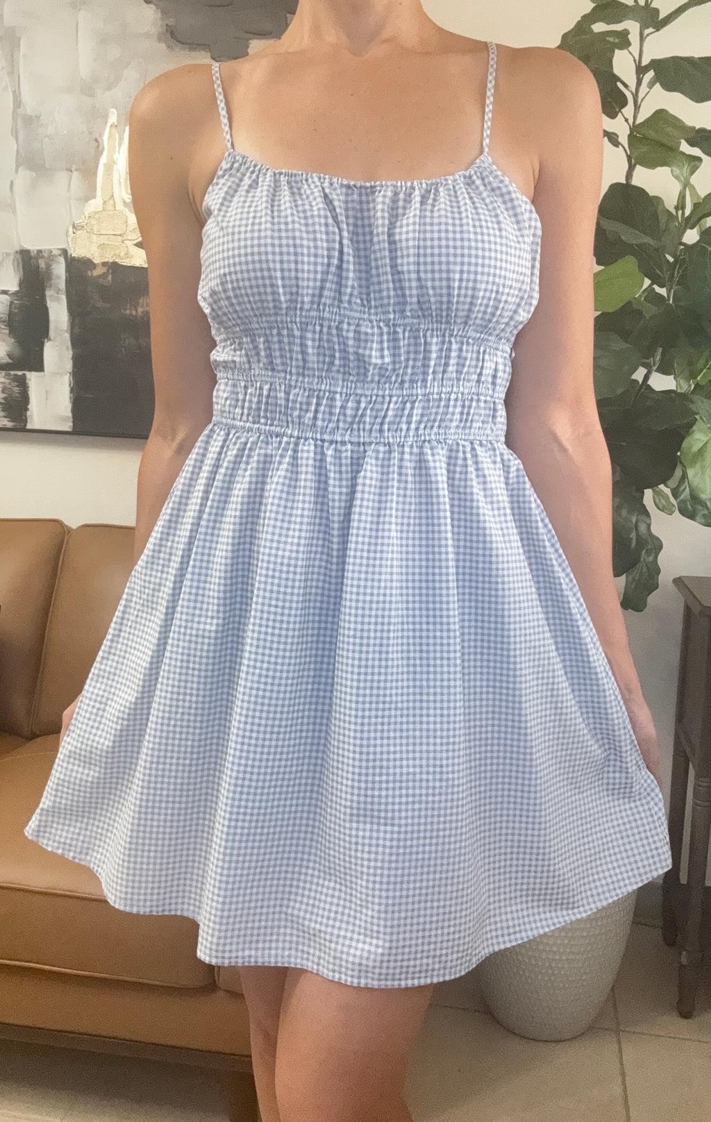 Blue Plaid 100% Cotton Dress (Size M)