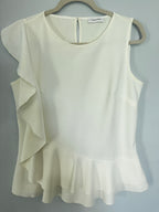 Sleveless Peplum Ruffle Blouse by Calvin Klein (Size L)