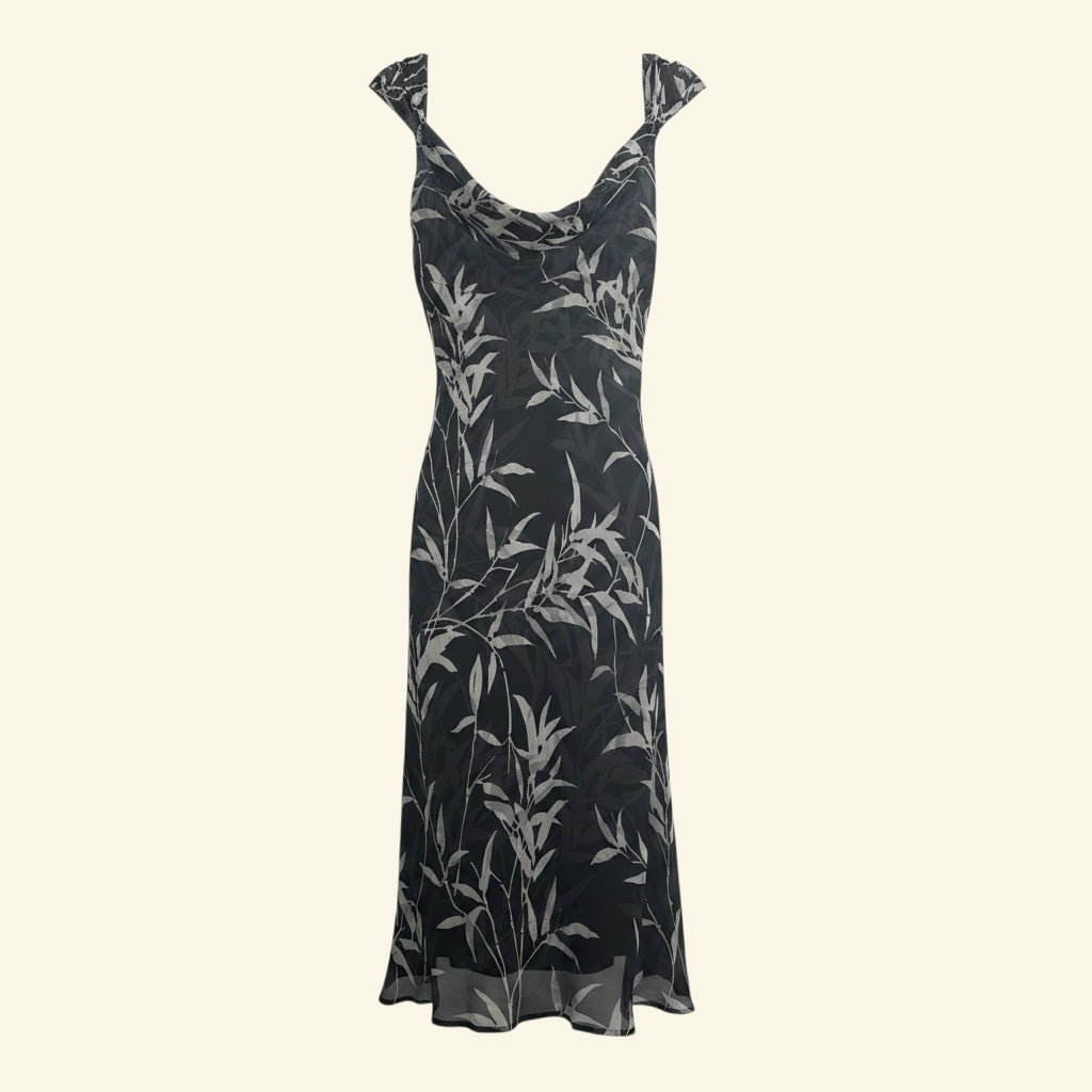 100% Silk Midi Tropical Dress (Size M)