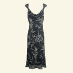 100% Silk Midi Tropical Dress (Size M)