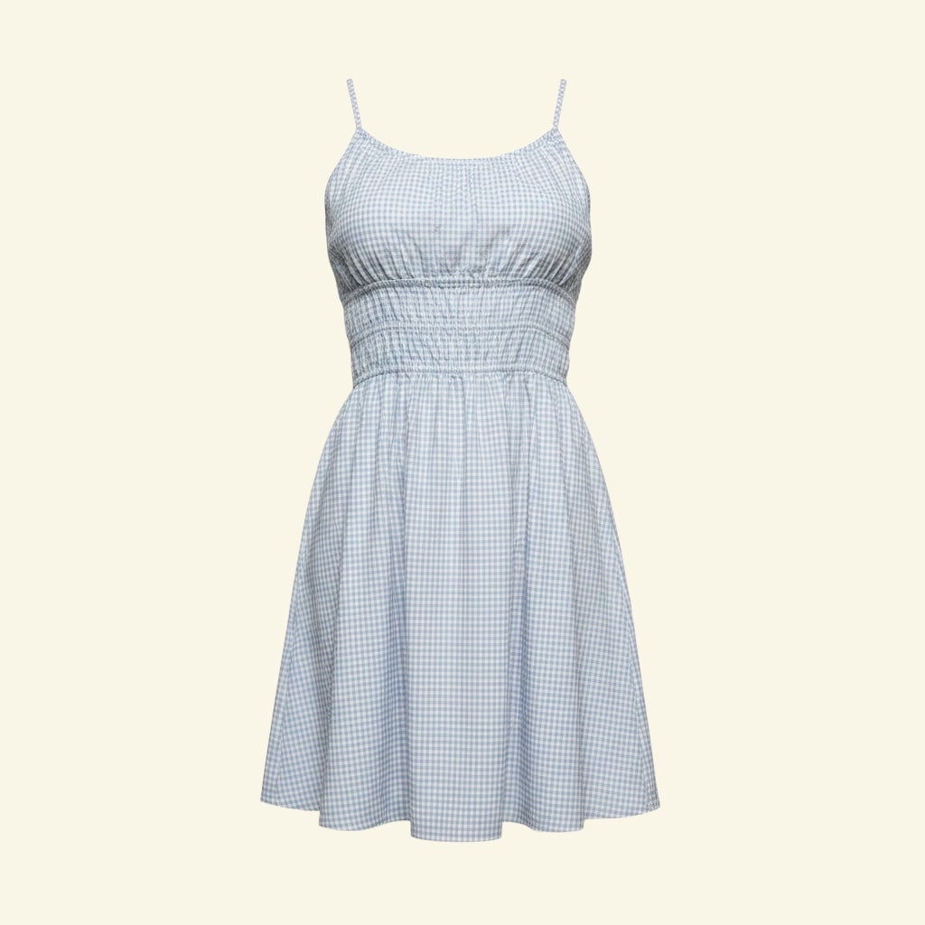 Blue Plaid 100% Cotton Dress (Size M)