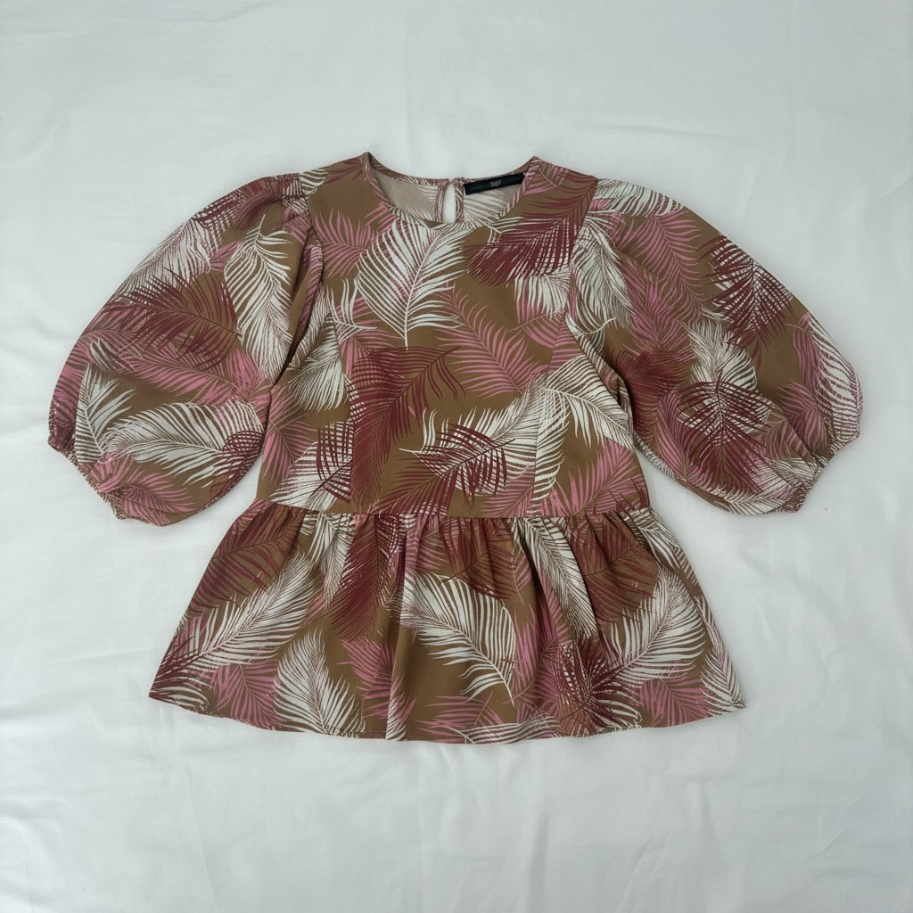 Peplum Tropical Blouse (Size S)