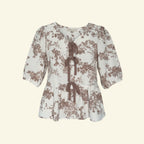 Peplum Floral Front Tie Blouse (Size M)
