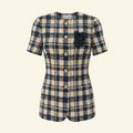 Plaid 90's Vintage Long Blazer (Size S)