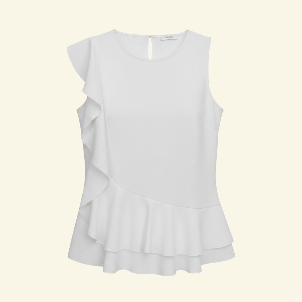 Sleveless Peplum Ruffle Blouse by Calvin Klein (Size L)