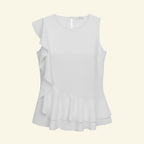 Sleveless Peplum Ruffle Blouse by Calvin Klein (Size L)