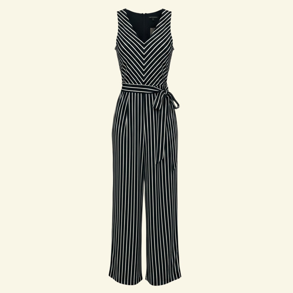 Banana Republic Navy Blue Jumpsuit with White Stripes – Size 6 (Small)